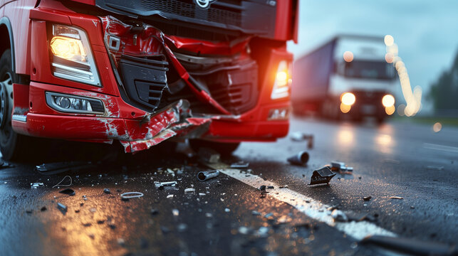 truck accident on the street, road safety concept
