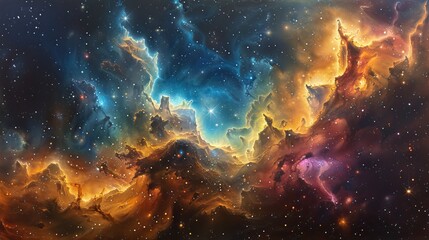 Fototapeta na wymiar Nebula cloud with cosmic colors