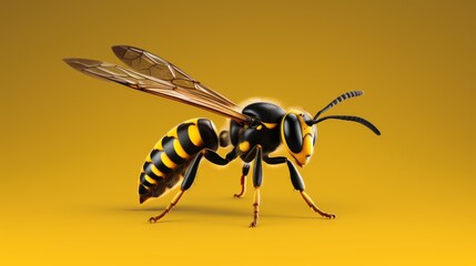 Intimidating Wasp Beauty on solid background.