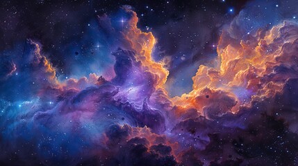 Nebula cloud with cosmic colors - obrazy, fototapety, plakaty
