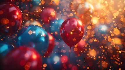 a birthday soiree with a backdrop of string lights and shimmering tinsel, casting a warm and inviting glow over the festivities, in cinematic 16k high resolution. - obrazy, fototapety, plakaty