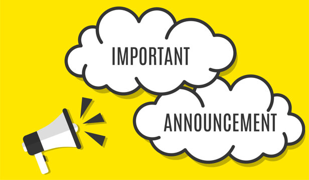 Vector banner. Megaphone with important announcement speech bubble. Loudspeaker. Banner for business, marketing. Banner design vector illustration.