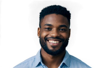 Portrait of a Young African American Man with a Charming Smile, Transparent PNG