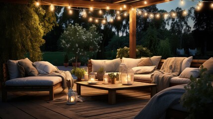 led outdoor backyard lights - obrazy, fototapety, plakaty