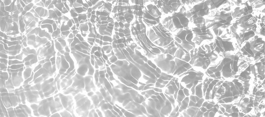 Clear white water surface with beautiful splashing ripples and bubbles. Natural reflection sunlight on water texture. Abstract summer banner background