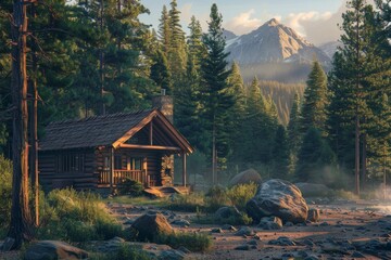 The Secluded Woodland Cabin - obrazy, fototapety, plakaty