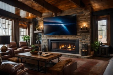 Cozy living room featuring a fireplace with a TV mounted above it