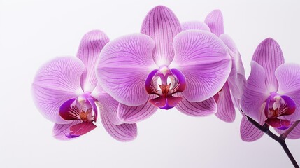 orchid purple flowers white background
