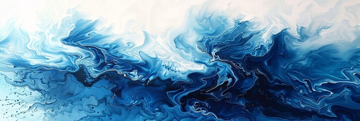 Abstract Ocean A Vivid Blue and White Artwork Generative AI