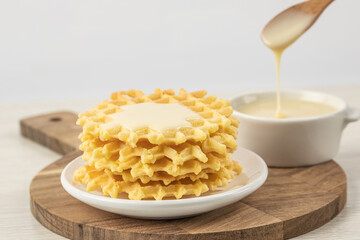 Sweet Condensed milk and waffles