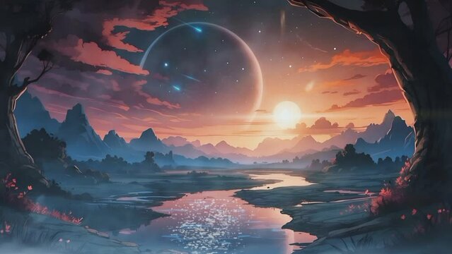 Mesmerizing Celestial and Natural Views. Seamless looping 4k time-lapse virtual video animation background