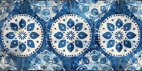 Vintage Tile Mosaic A Symphony of Blue and White Generative AI