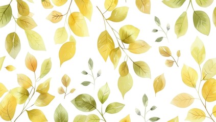 Golden Autumn Symphony: Watercolor Yellow Leaves in Seamless Harmony Generative AI.