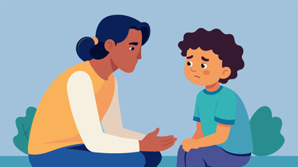 A parent comforting their child while discussing the changes in their family showing the importance of open communication during this
