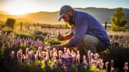 Zelfklevend Fotobehang lavender bloom flower farm © vectorwin