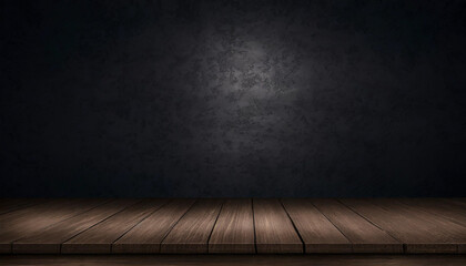 Wood table in front wall blur background with empty copy space on the table for product display...