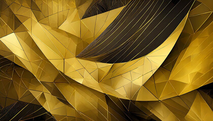 Dark black and gold abstract background An abstract image featuring organic shapes and lines that intersect and overlap created