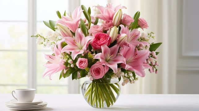 lilies pink flowers bouquet