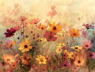 Vibrant Field of Flowers A Celebration of Nature's Palette Generative AI