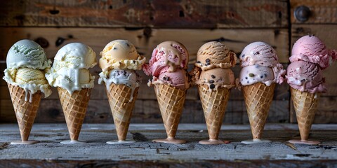 Six-Pack of Ice Cream Cones Generative AI