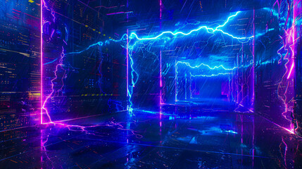 Dramatic lightning strike, the power of nature in a thunderstorm