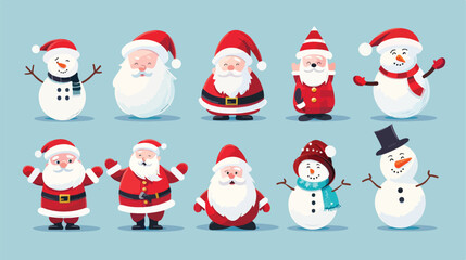 Obraz na płótnie Canvas Collection of Christmas Santa Claus. Set of funny cartoon