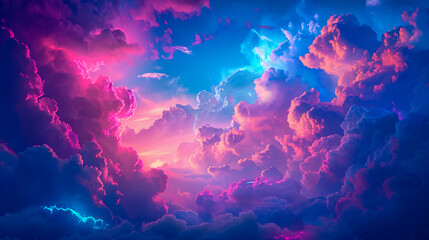 Dramatic Sky with Clouds at Sunset, Beautiful Nature Background, Colorful Atmosphere