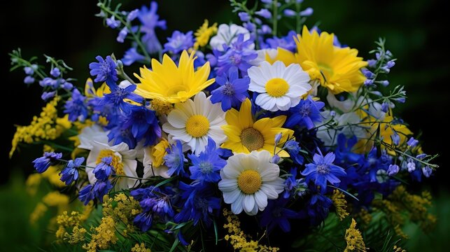 corn blue and yellow bouquet flowers images