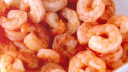 Boiled shrimp close-up, king prawns background picture close-up