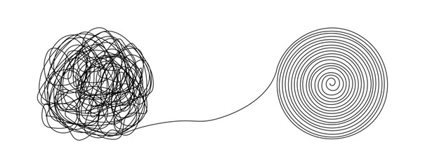 Continuous one line drawing of Business concept of solving problems.  Way to go through the confusing situation. Solve the difficulties. Editable stroke. Vector 