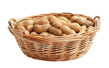 Peanuts in the basket on white background,png