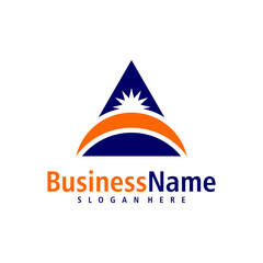 Sun with Letter A logo design vector. Creative Initial A logo concepts template