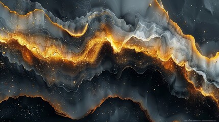 Colors of gold and dark grey dominate in abstract picture.