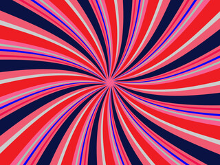 Colorful striped background. Vector illustration. Fun retro swirl burst, summer and carnival background.