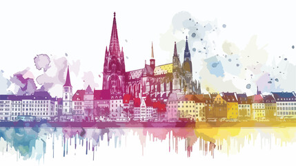 Building view with landmark of Regensburg isolated the city - obrazy, fototapety, plakaty