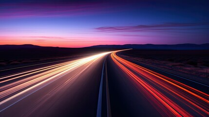highway car light streak - obrazy, fototapety, plakaty