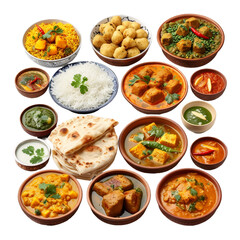 Indian cuisine on transparent background