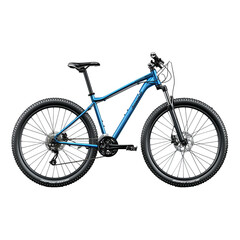 Blue mountain bike on transparent background