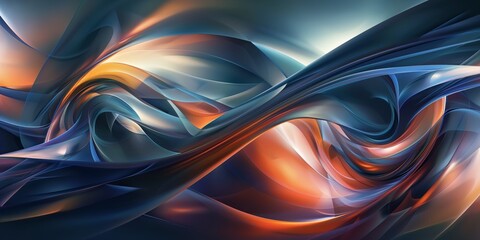 An artistic creation featuring elegant swirls of blue and orange that suggest fluidity and dynamism in a digital artwork