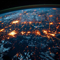 Internet satellites encircling Earth, enabling worldwide connectivity.