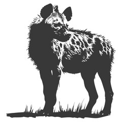 Silhouette hyena animal black color only full body