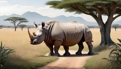  A-Rhinoceros-In-A-Safari-Landscape- © Latifa
