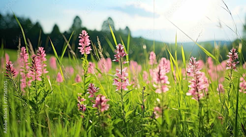 Poster grass green and pink