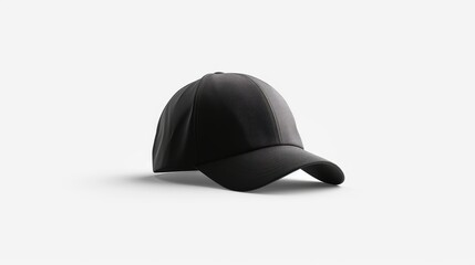 Black baseball cap template displayed alone on white background for design mockup