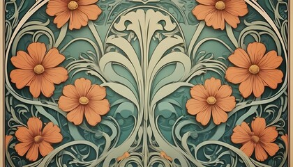 Art Nouveau Design An Ornate Poster In The Art No