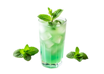 Tasty mint julep cocktail glass isolated on transparent background