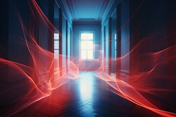 an empty room with a light line in the middle - obrazy, fototapety, plakaty