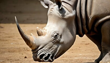 A-Rhinoceros-With-Thick-Wrinkled-Skin- - obrazy, fototapety, plakaty