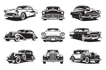 Set automobile isolated on white background - car collection