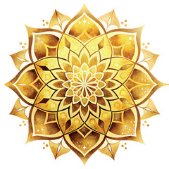 A gold and yellow mandala with a lot of detail